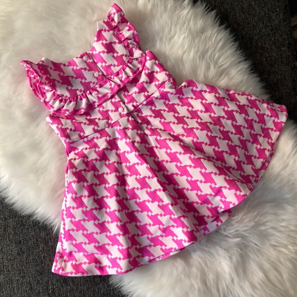 Janie & Jack 🌸 Girls Pink Houndstooth Dress - Picture 5 of 12